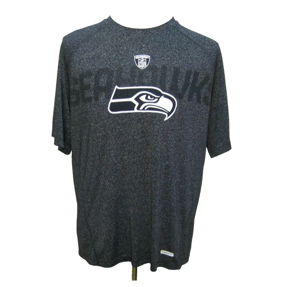 Seattle Seahawks Reebok T-Shirt Mens Medium Gray Short Sleeve Graphic Logo NFL